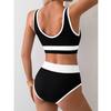 2026 New Summer Swimwear Bikinis Set Sexy High Waist Block Color Bikini 2 Piece Set Women Split Swimsuit Beach Bikinis