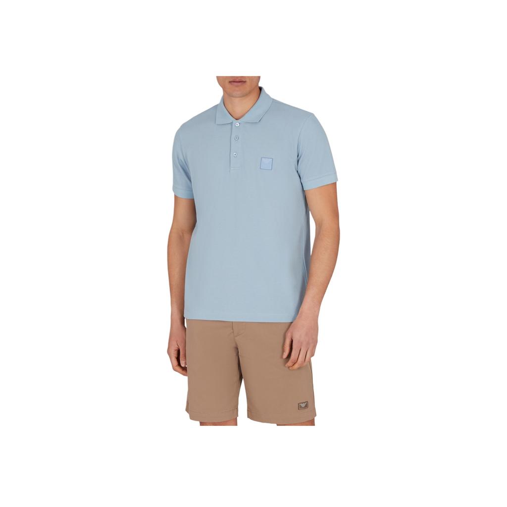Emporio Armani Ss25 Solid Eagle Logo Short Sleeve Polo Shirt Men tops Light-Blue EM000571-AF12336-U9287