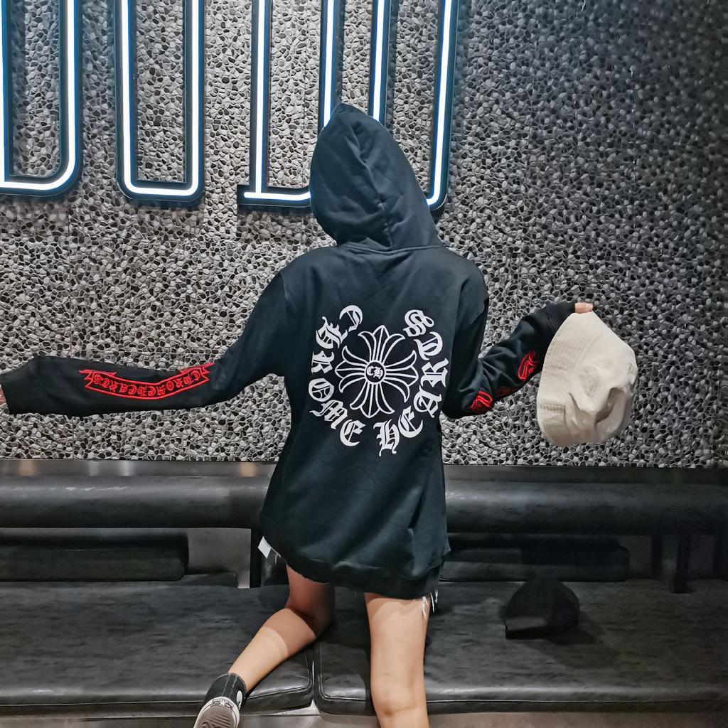 8084 CHROME HEARTS 2025 New Spring and Autumn Plus-size Thin Style Classic Style Logo Hooded Sweatshirt for Couples