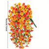 2pcs Artificial Hanging Petunia & Eucalyptus Flowers - Weatherproof Vibrant Orange Blooms with Green Leaves, Garden Decorations, Patio Decoration