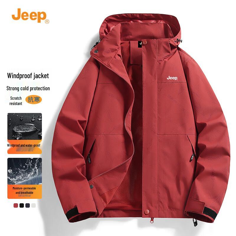Jeep Men's 2025 Autumn Detachable Hood Outdoor Jacket