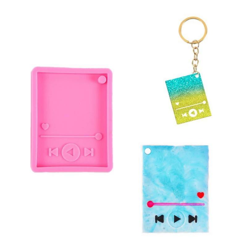 WTEMPO Keychain Silicone Molds Kit Music Player Shaped Design Crafts Making Molds DIY Keychain Gifts Resin Molds for Beginners & Lovers