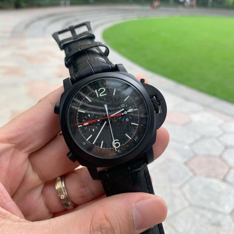 Herren Multifunktions-Automatik-Uhr mit Lederarmband