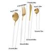 4-teiliges Set Edelstahl farbiges Besteck Löffel Gabel Messer Geschirr Heimgebrauch Weiß Golden