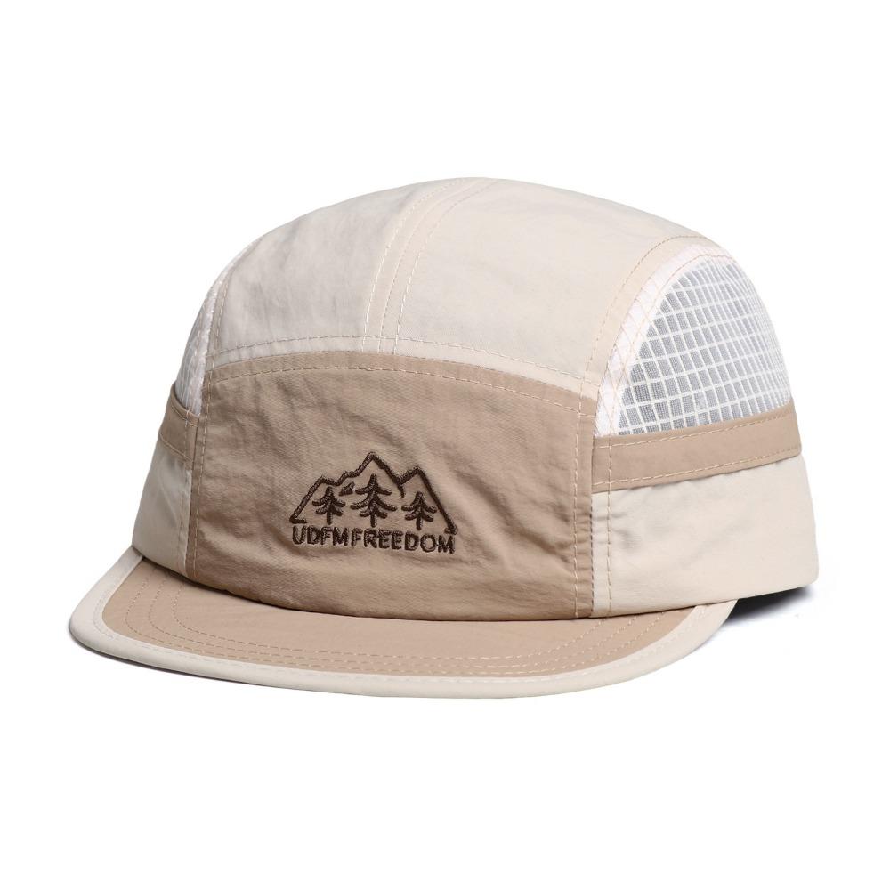 Casual 5 Panel Baseball Cap Nylon Mesh Quick Dry Hat Embroidery Breathable Duckbill Cap Outdoor Streetwear бежевый