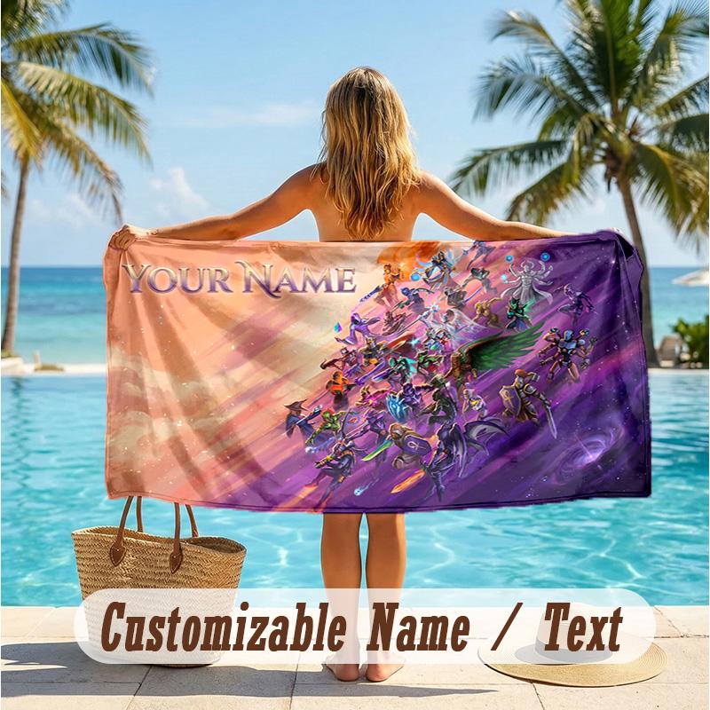 Custom Text Beach Towel, Soft Absorbent Swimming Multi-use TowelTerraria