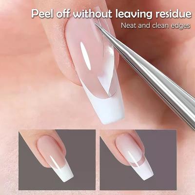 Fully Transparent Hollow French Nail Stickers Spray Painting Stencil French Edges Templates Patting Glue Adhesive Auxiliary Tool