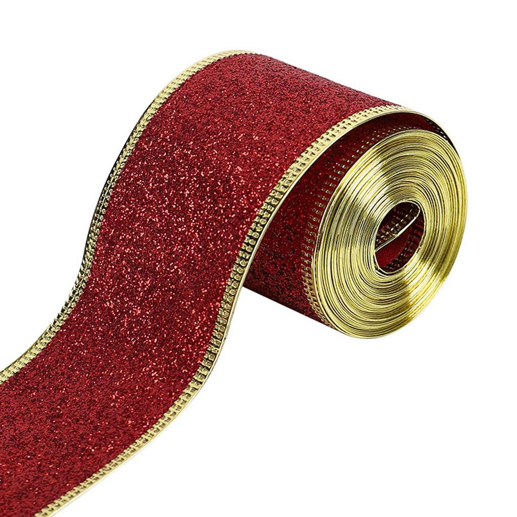 2inch x 90 Yards Christmas Wired Edge Ribbon Versatile DIY Xmas Decoration Elegant for Gift Wrapping Lightweight Accessories