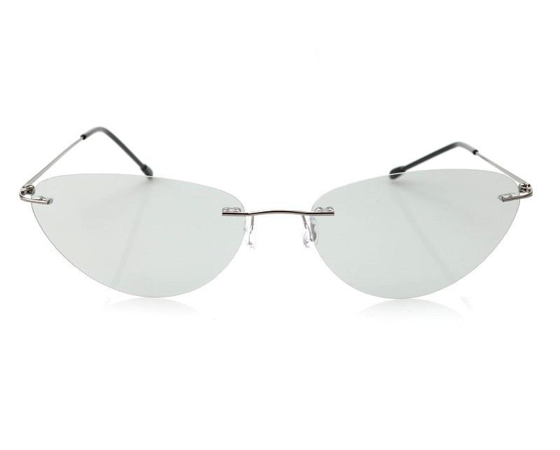 Cateye Design Women Men UV400 Polarized Lens Supper Light Rimless Memory Titanium Sunglasses rimless