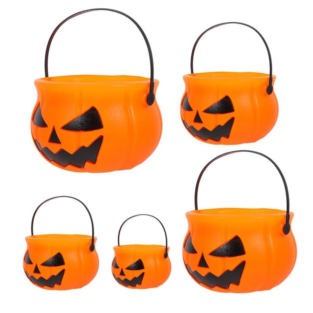 Halloween Pumpkin Bucket Portable Candy Jar With Lid(Five-piece Pumpkin Bucket)