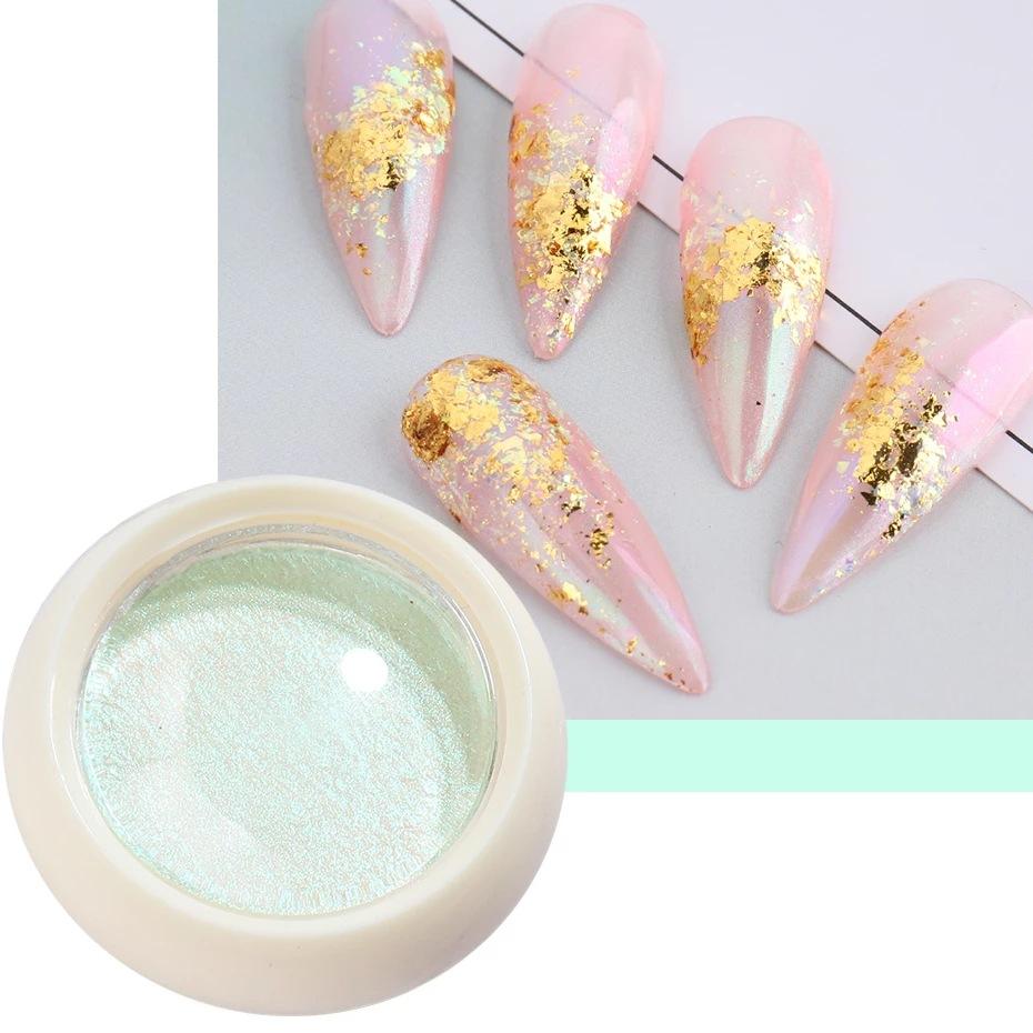 2 g Nagel-Aurora-Pulver mit Spiegeleffekt, beständig, mit Pinsel, massives Chrom, Maniküre-Kunstdekorationen