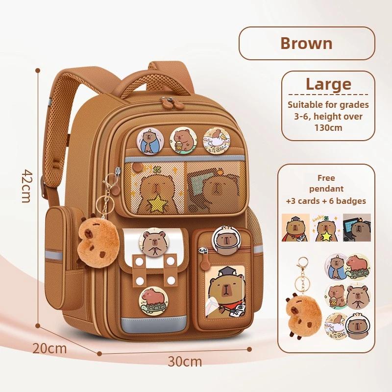 Kawaii Capybara Children School Bags for Boys Large Capacity College School Backpack Waterproof Student Schoolbag Book Bag
