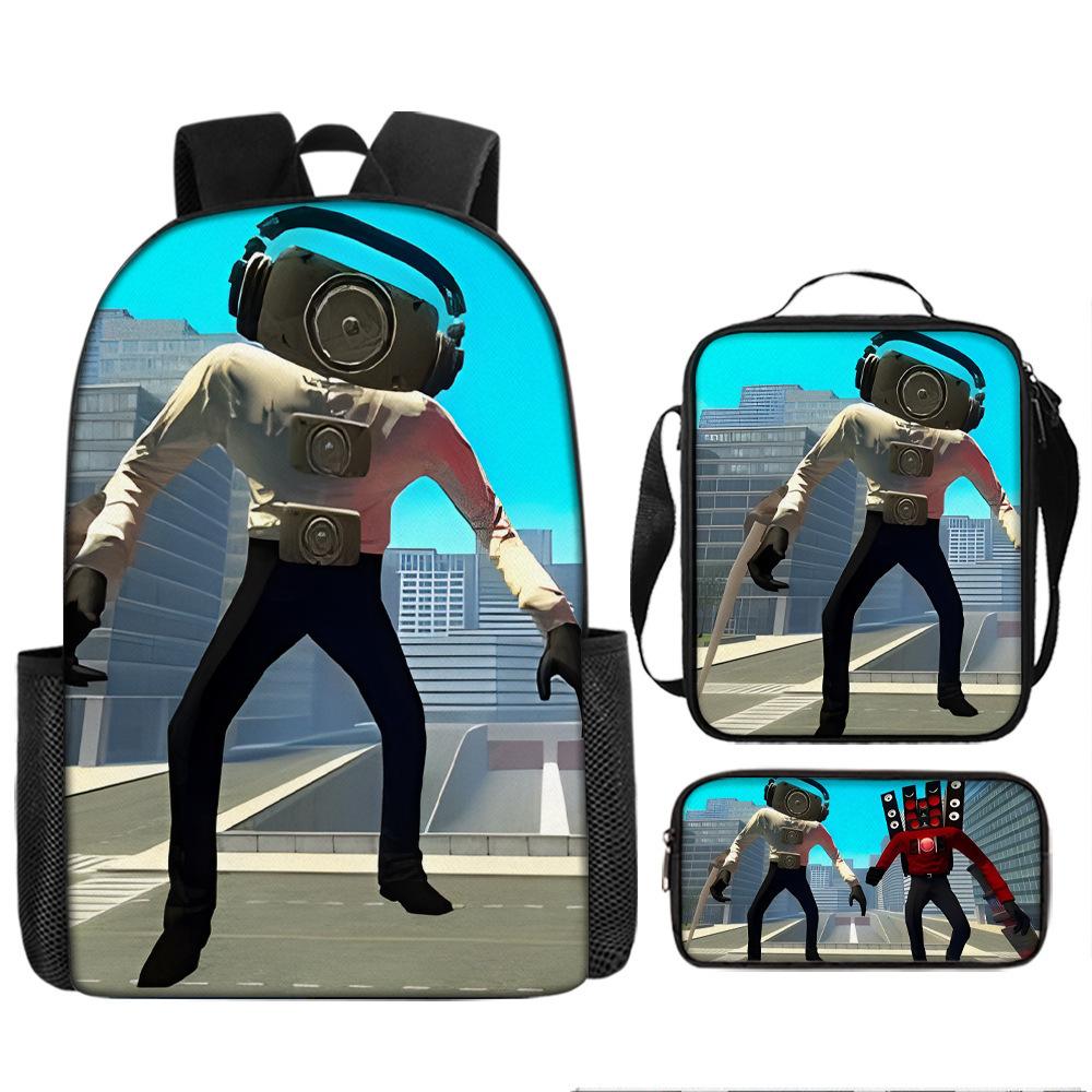 Zaino Spoof Skibidi Toilet Man Zaino Scuola Elementare Borsa Astuccio