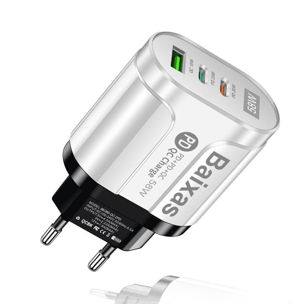 58W Dual Fast Charger with 2PD+QC3.0 - EU, US, UK, AU Plug