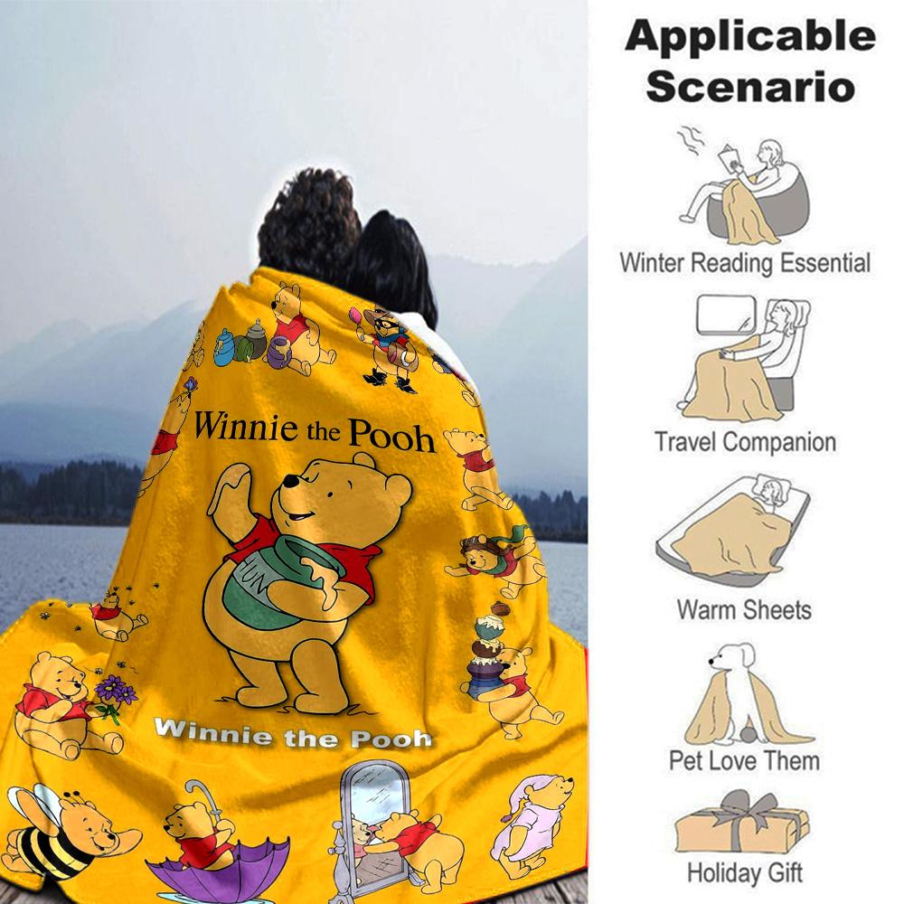 Winnie Pooh Adventures Flannel Blanket Super Soft Warm Cozy Blanket For Sofa Bed Office Travel Allseason Home Decor Gift