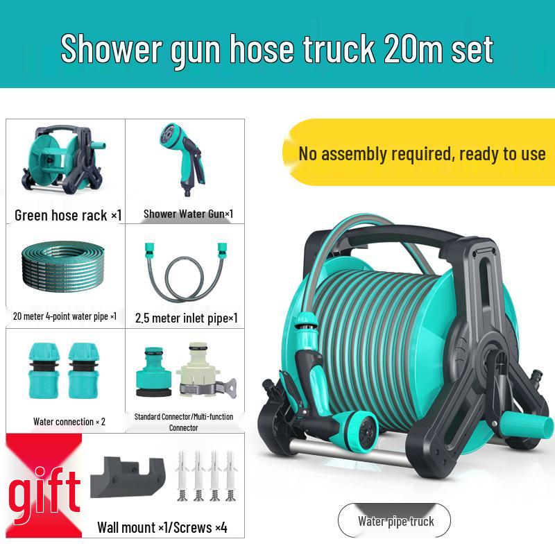 High-Pressure Garden Hose: Versatile Watering & Car Wash Gun with Retractable Reel for Gardening & Home Use