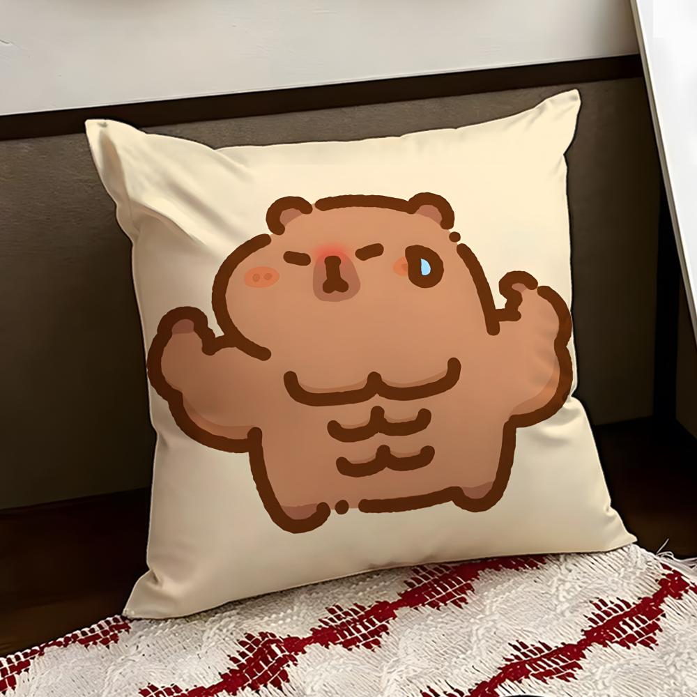 Cute CCapybara Cushion Cover Reversible Soft Durable Pillow Cover Home  Car MultiScene Use for Daily Comfort