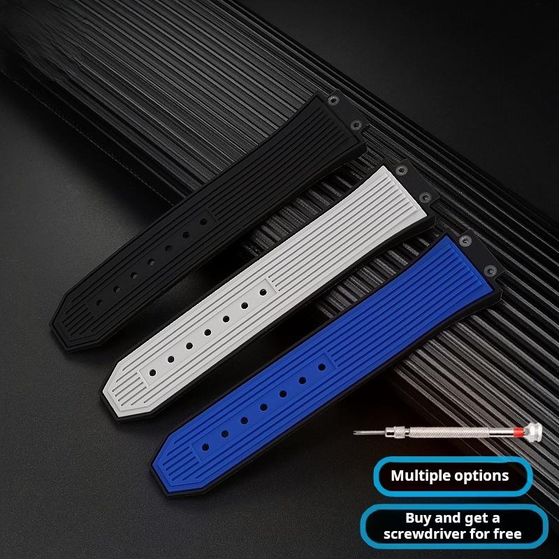 For HUBLOT BIG BANG Series Silicone Rubber Strap 27x17mm Convex Interface Watch Band Men Collapsible Buckle Bracelet Accessories