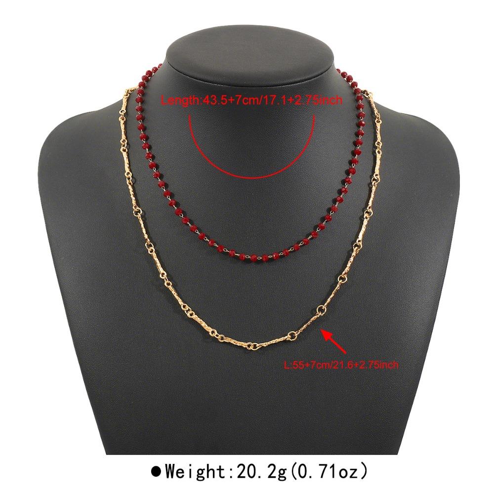 

Metal Chain Vintage Enamel Necklace Double-layer Horse Earrings Simple Beaded Chain Choker Gift Style 2