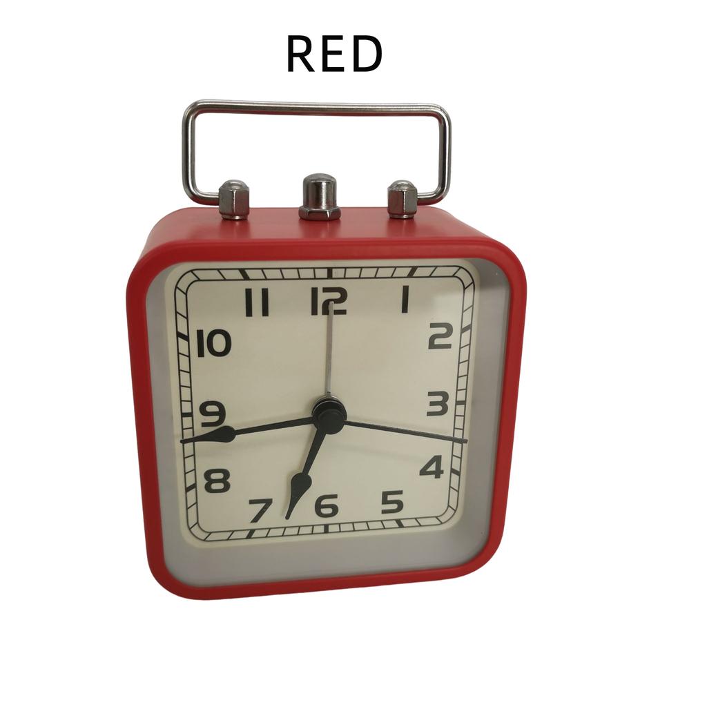Square Alarm Clock Metal Table Clock Silent Light with Lights and Sleepy with Handheld Pointer Style Student Bedside Alarm Clock