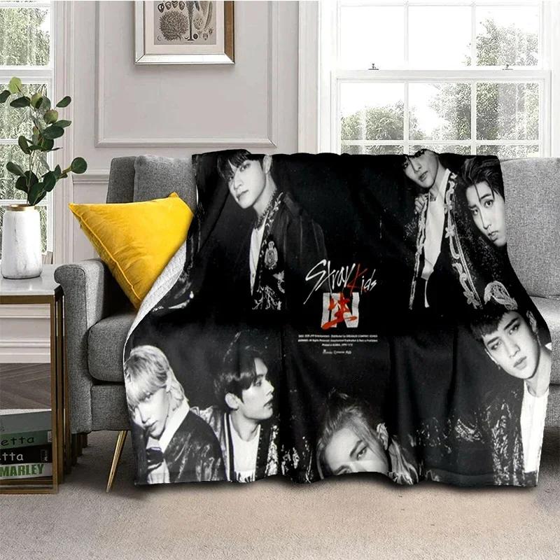Korea Kpop Stray Kids 3D Singer Soft Flannel Blanket for Beds Bedroom Sofa Picnic,Throw Blanket for Cover Outdoors Leisure Gift