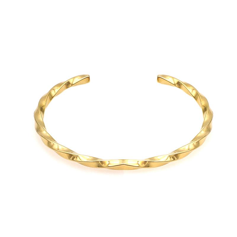 18K Gold Spiral Twisted C-Shaped Bracelet Mobius Ring Opening Bracelet Women'S Non-Fading Wind Opening Bracelet