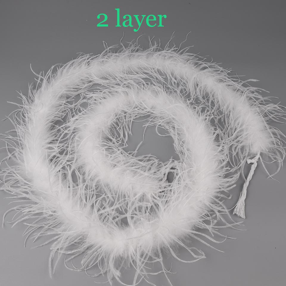 Fluffy Feather Trim For Clothes, Ostrich Feathers, Fluffy Boa, Shawl, Wedding Dress Decor, 2M Thick, 6 Layers