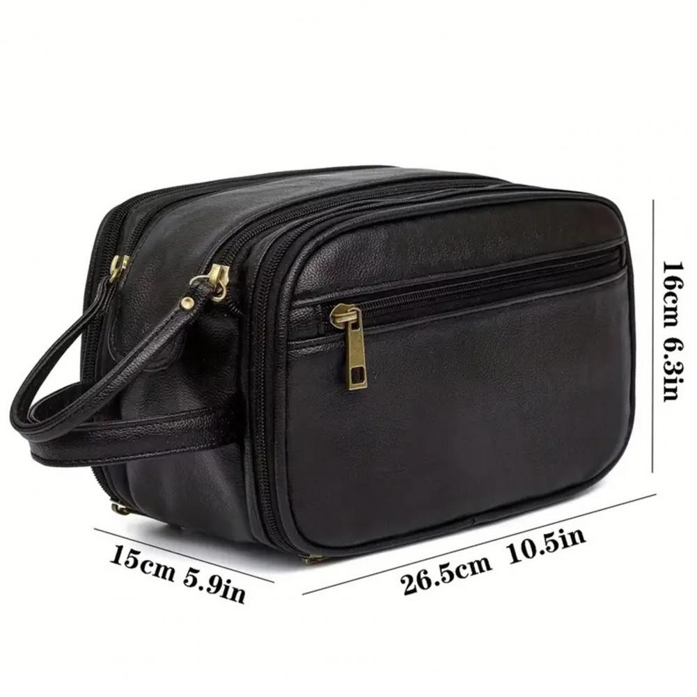 Travel Toiletry Bag Double-sided Toiletry Organizer Faux Leather Toiletry Bag Water-resistant Travel Shaving Pouch for Men