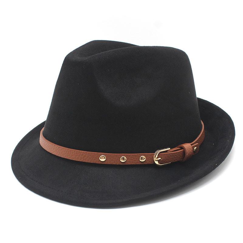 Vintage Suede Felt Hat With Knot And Embroidery For Men Women