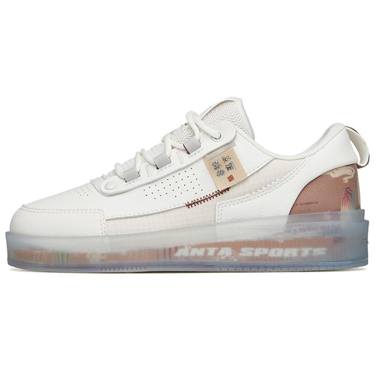 

New Anta Anti Slip Wear Resistant Low Top Skateboard Shoes Women s White Gray Brown 922228030-6 36