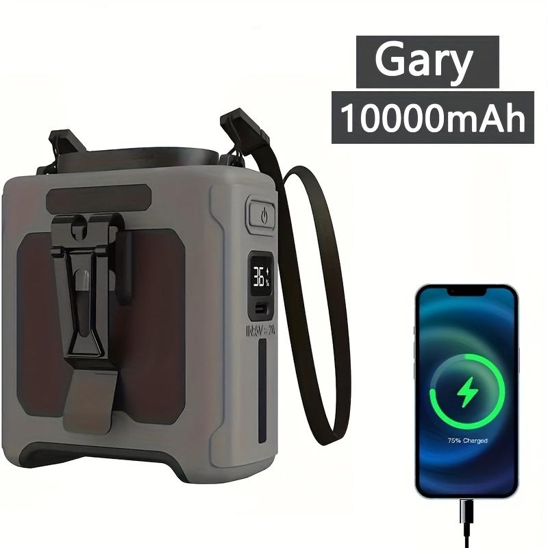 

Вентилятор на пояс 10000 мАч, скорости, охлаждение рук, USB-зарядка, подходит для работы на открытом воздухе, кемпинга, рыбалки и других видов активности на открытом воздухе серый