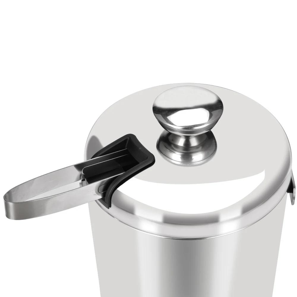 1,3L doppelwandiger Edelstahl-Eiswürfelbehälter Eisbehälter mit Zange Deckel zur Aufbewahrung Bar Kühler