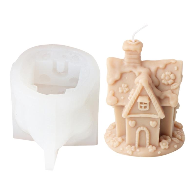 Silicone Moulds House Shape Candle Molds Ornament Christmas House Castings Molds Plaster Molds Epoxy Resin Molds