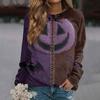 Women's Casual Long Sleeve Neck Halloween Print Sweatshirt Top