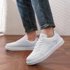 Men's Casual Black Sneakers Fashionable Lightweight Comfortable Non Slip Shoes Minimalist Design PU Leathe Skate Shoes for Men