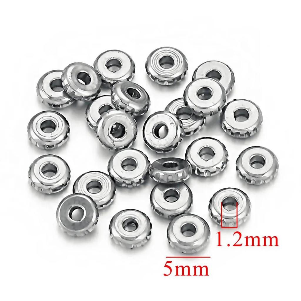 10/20PCS 304 Stainless Steel Beads For DIY Jewelry Making Flat Spacer Beads Round Carved Pattern For Bracelet Diy Jewelry Making