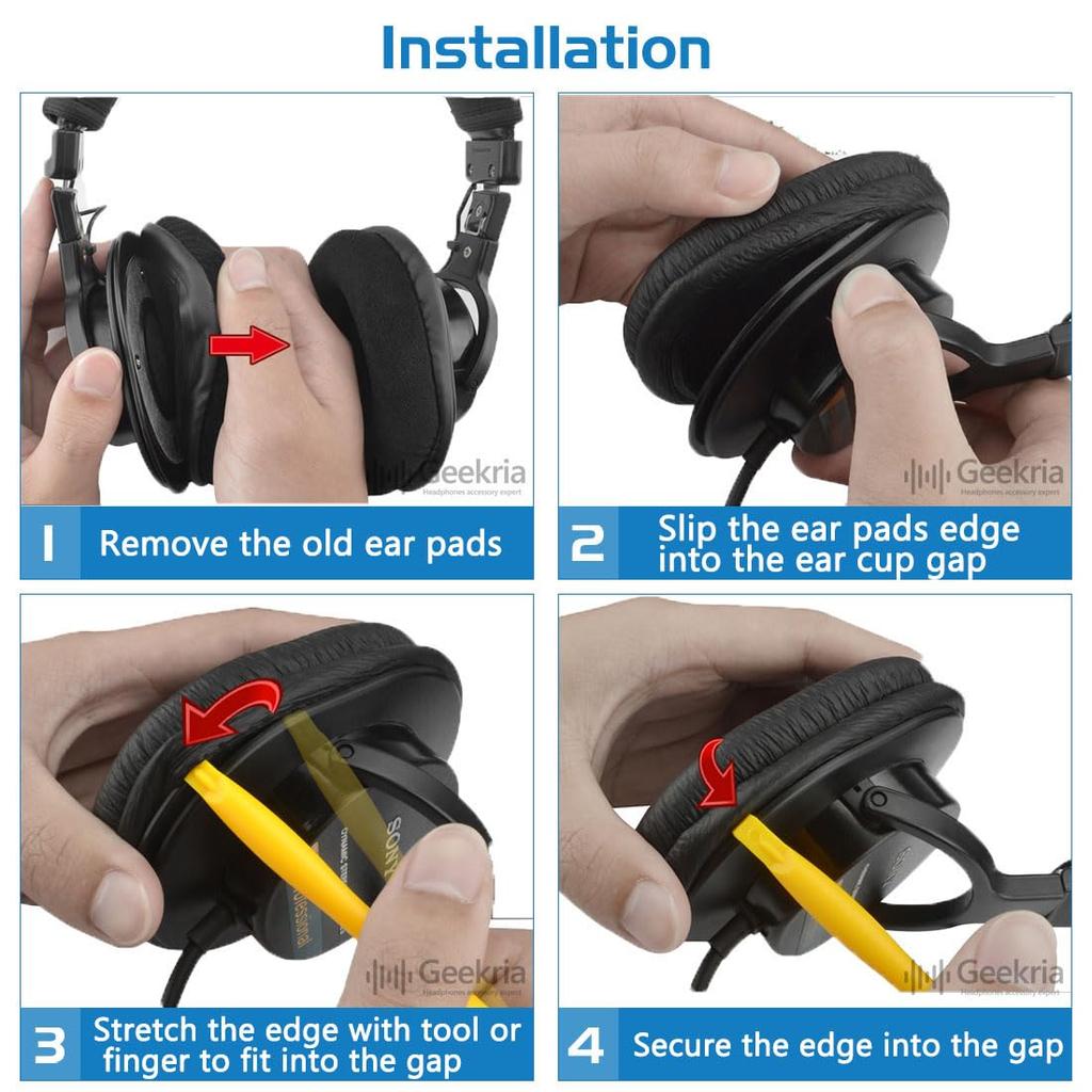 Geekria Compatible Ear Cups for and Headphones Pads/Ear MDR-7506, MDR-MV1, MDR-V6, MDR-V7, MDR-M1, MDR-M1ST, MDR-CD900ST (Leatherette/Black)