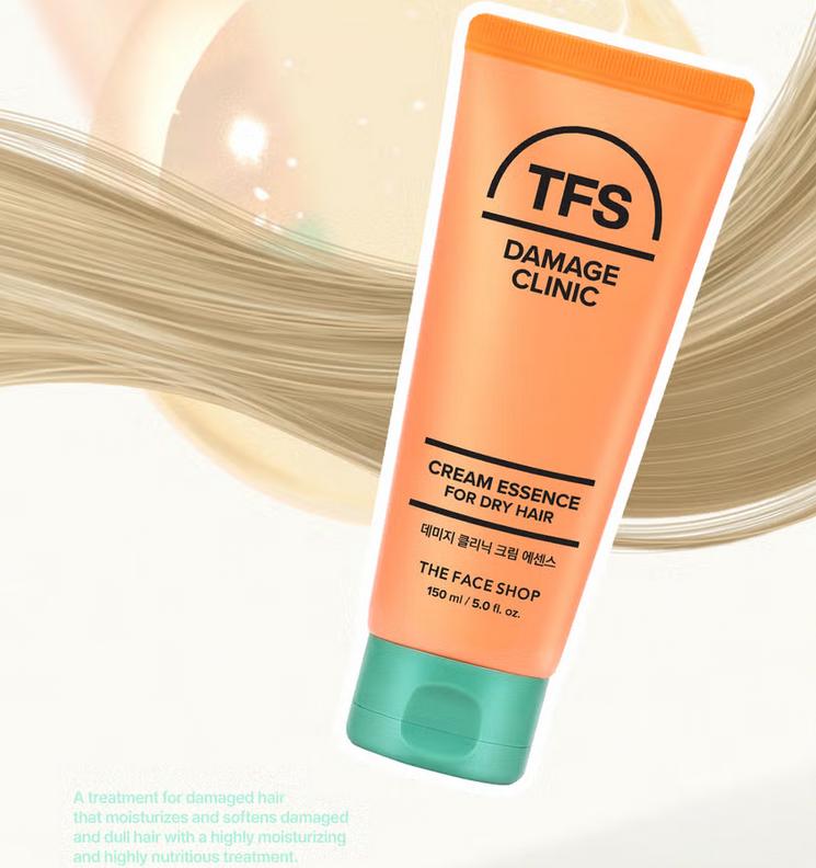 The Face Shop Damage Clinic Cream Essence for Dry Hair 150 Ml/ Hair Care, Moisturizing, Korean Cosmetics, Kbeauty