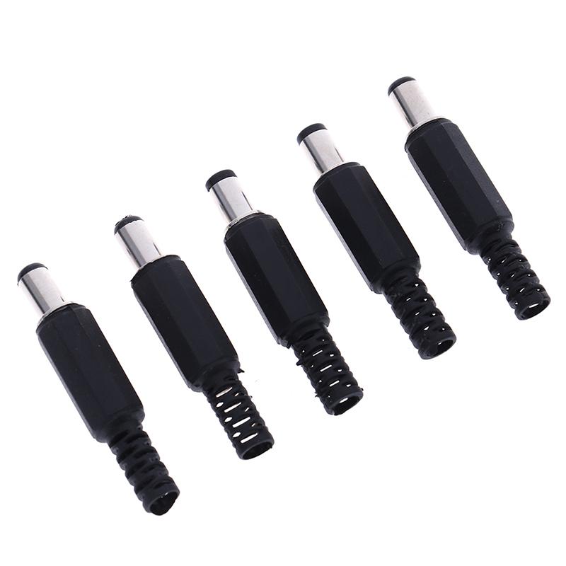 5Pcs 5.5X2.1Mm Male Dc In-Line Plug Socket Jack Connector Adapter
