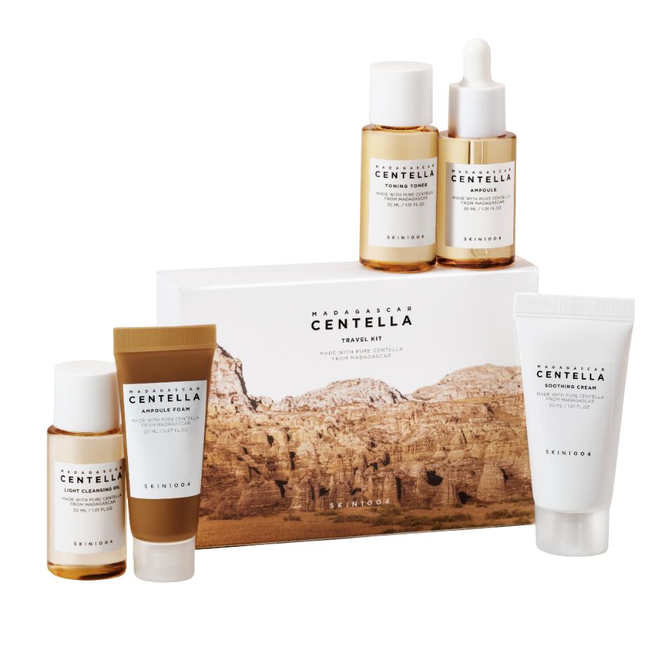 Skin1004 Madagascar Centella Travel Kit 5 Items + Centella Watergel Ampoule Mask 1 Sheet – Complete Soothing & Hydration Routine, Korean
