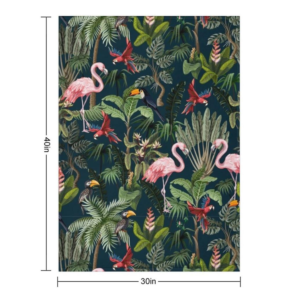 Jungle Pattern with Toucan, Flamingo and Parrot Throw Blanket Luxury Throw Kid'S Polar Stuffeds Blankets