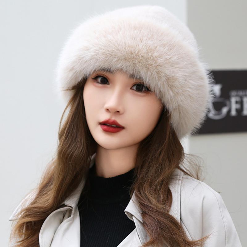 

Женская утолщенная панама из искусственного меха, однотонная, мягкая, пушистая, плюшевая, роскошная, теплая, элегантная, зимняя