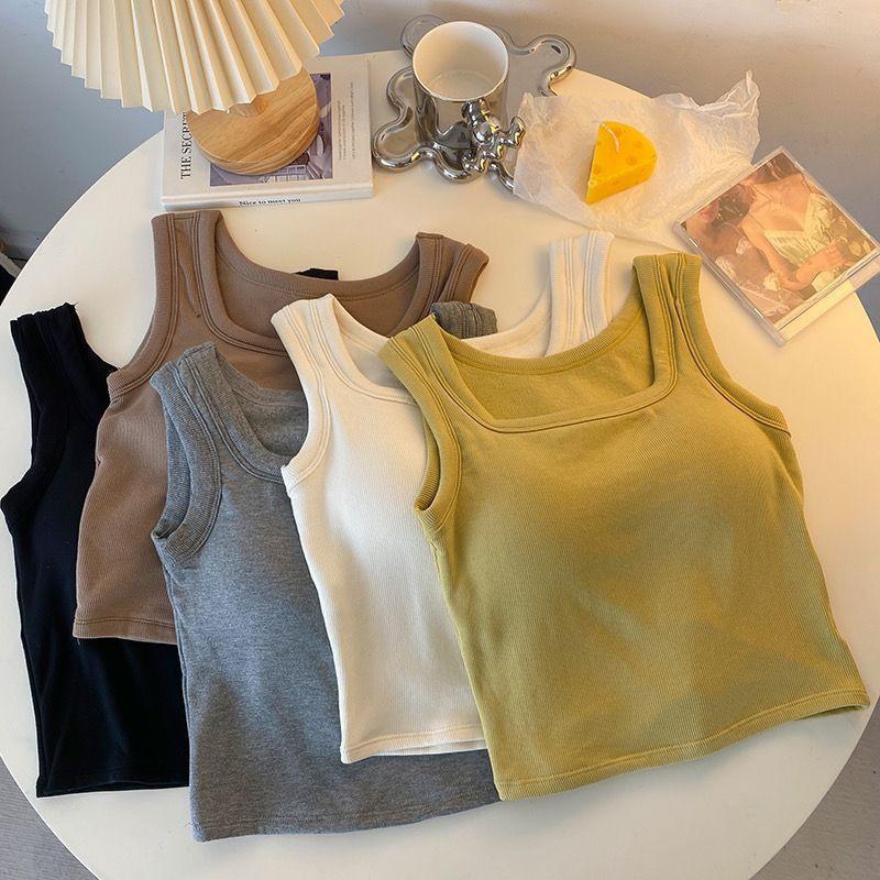 Women's Slim-Fit Brushed Fleece Thermal Vest with Chest Pads - Sleeveless Autumn/Winter Top