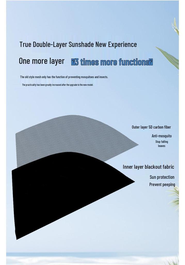 Double Layer Sun Shade with Zipper: Insulated, Breathable Privacy Curtain for Self-Driving Tours
