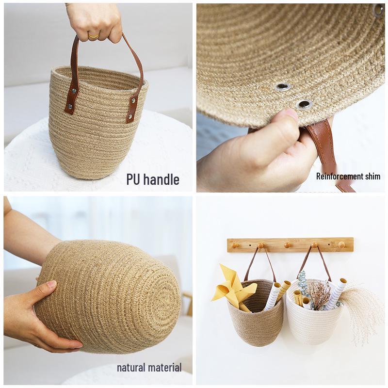 Hängender Korb für die Rückseite der Schlafzimmertür: Aufbewahrung aus gewebtem Baumwollseil, für Schlafzimmer oder Eingangsbereich, für Kosmetika & mehr.