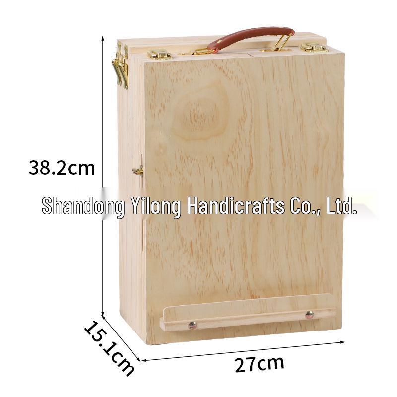 Multi-compartment Solid Wood Easel Box with Drawer for Painting Tools