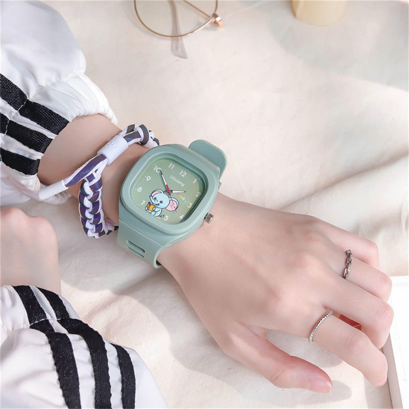 

Женские модные кожаные часы One Size зелёный