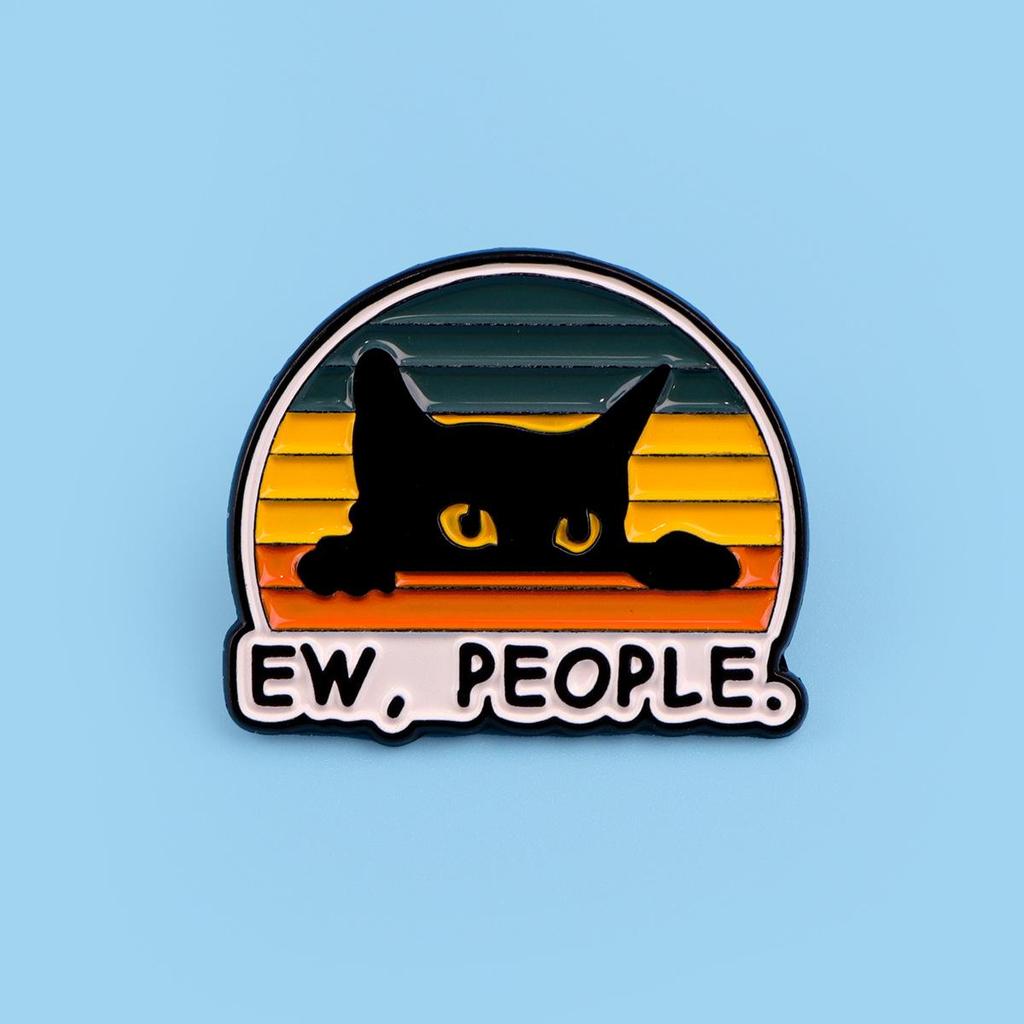Cartoon Black Cat Brooch Pin - Cute Metal Alloy Accessory for Women and Backpacks