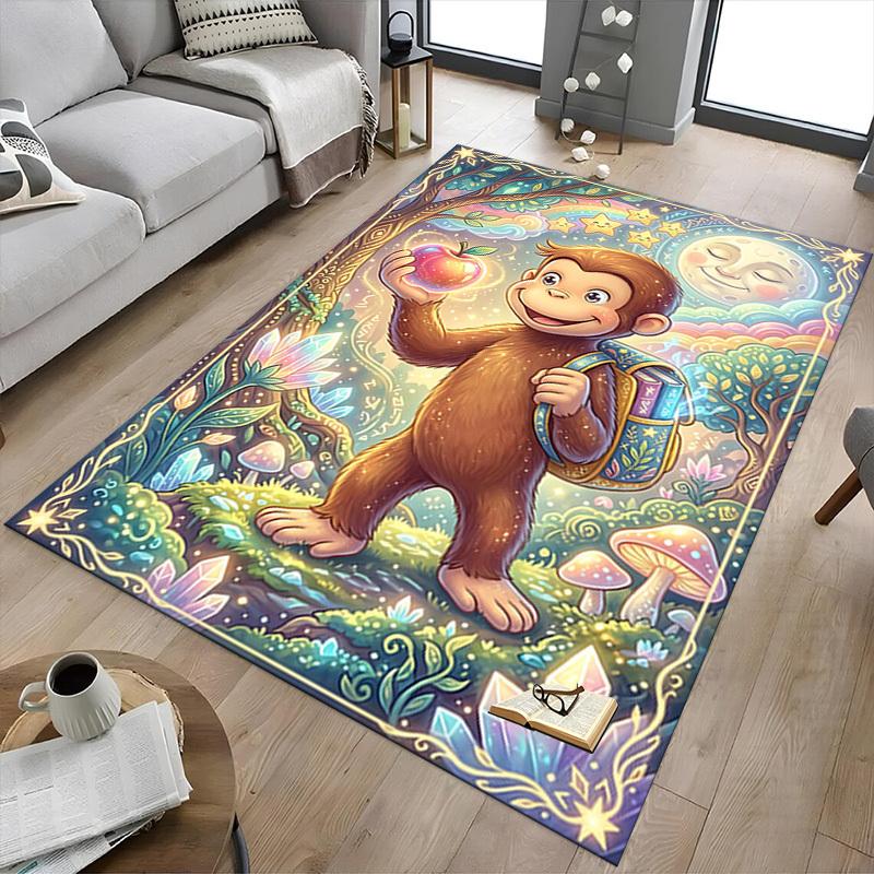 1PC Curious George Non-Slip Floor Carpet Compatible for Office&Living Room&Bedroom&Dining room - Soft & Pattern-G0364