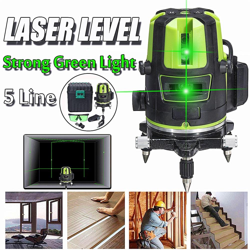 5 Lines 360° Rotary Green Laser Level Cross Self Leveling Measure Tool Outdoor